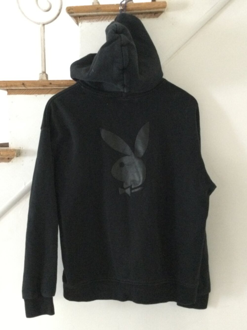 Playboy by PacSun Black pullover hoodie bunny logo chest & back Med Streetwear